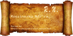 Roszinszky Nóra névjegykártya